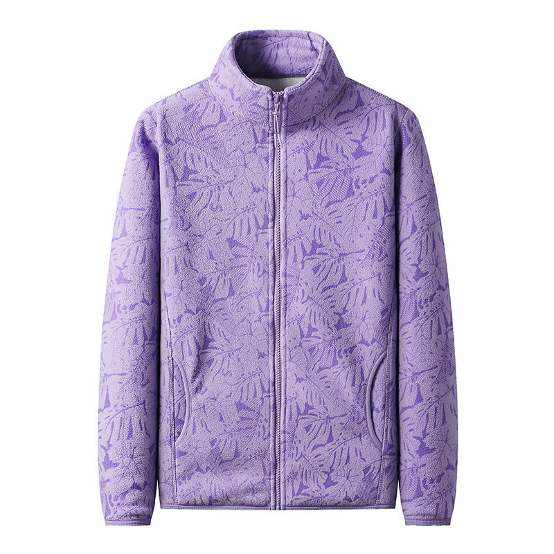 Damen Fleecejacke mit durchgehendem Reißverschluss und floraler Jacquard-Struktur Nord Taschen