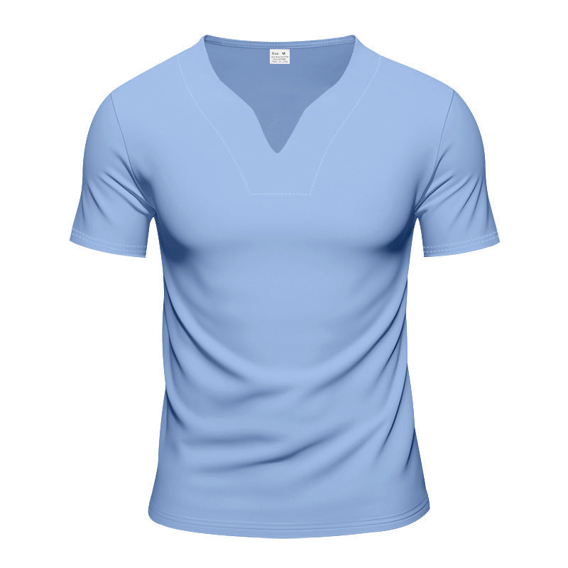Herren kurzärmliges T-Shirt mit V-Ausschnitt und atmungsaktivem Stoff
