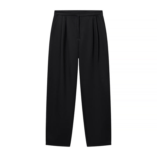 Damen Zweiteiliges Ensemble aus Kurzjacke mit Mandarin-Kragen und hochtaillierter Faltenhose Nord Taschen