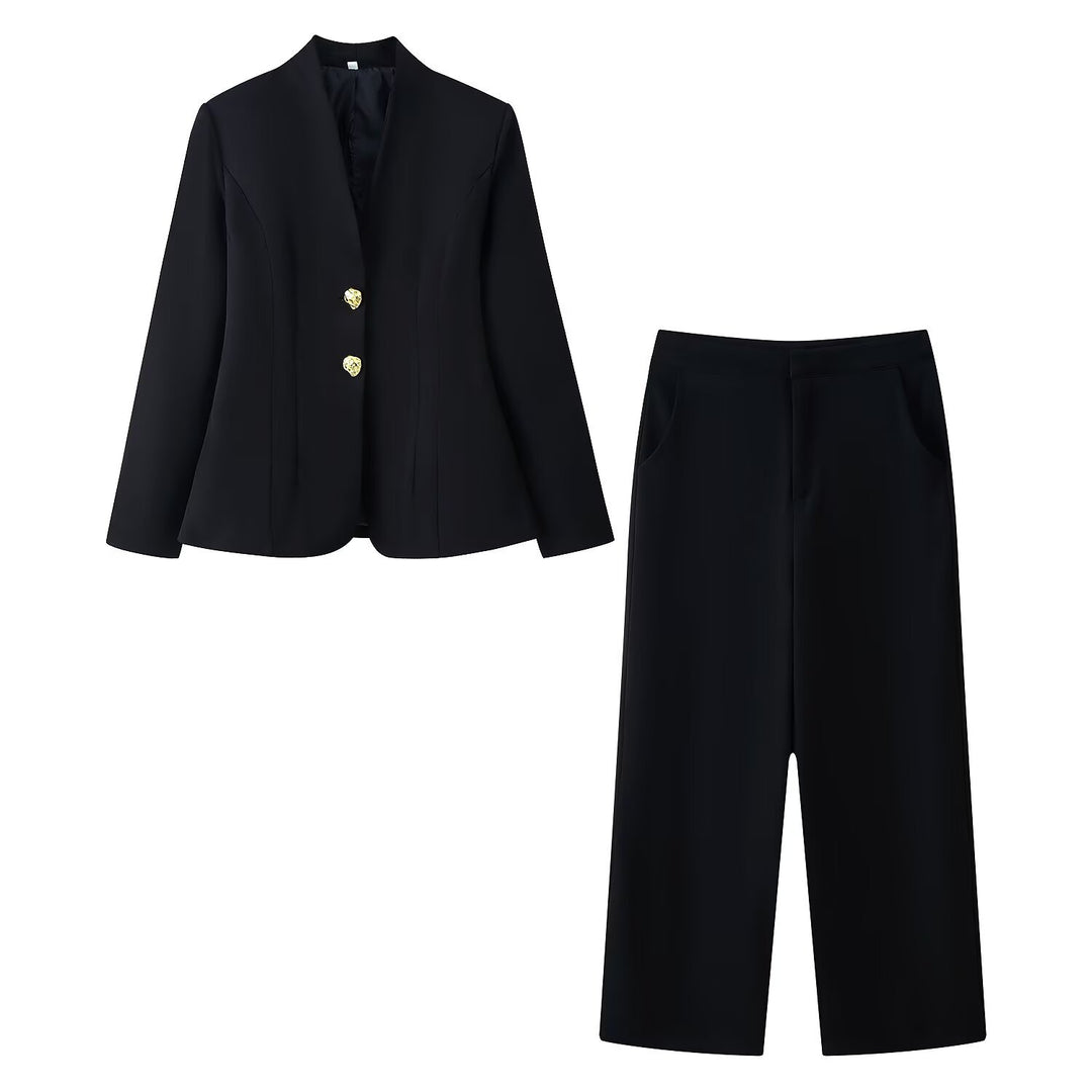 Damen Taillierter Blazer mit V‑Ausschnitt, nahtfeiner Silhouette und Zierknöpfen Nord Taschen