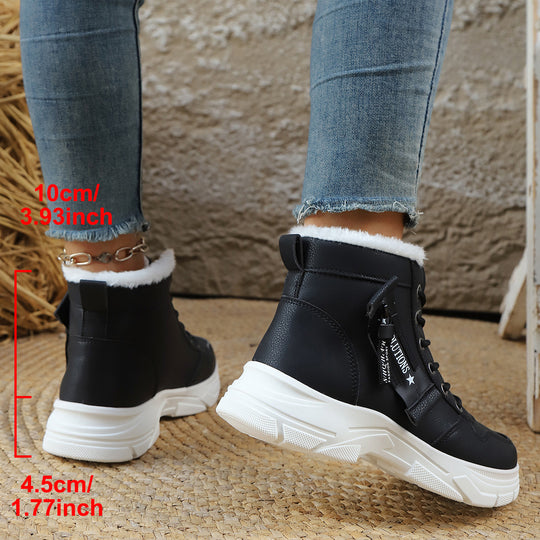 Damen Gefütterte Schnür-Stiefelette mit dicker Profilsohle und Seitenreißverschluss Nord Taschen