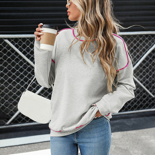 Damen Lässiger Pullover mit Kontrastnähten Nord Taschen