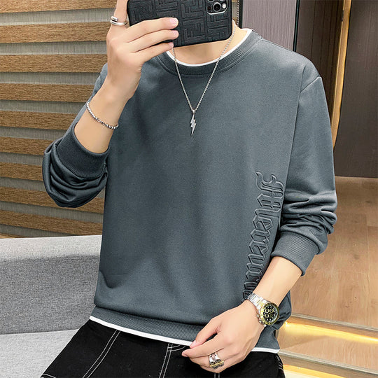 Herren Casual‑Sweatshirt mit seitlicher 3D‑Prägung, Rundhalsausschnitt und Rippbündchen Nord Taschen