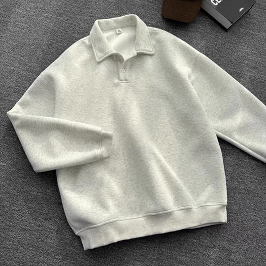 Herren Poloshirt-Sweatshirt mit Hemdkragen und Oversize-Schnitt Nord Taschen
