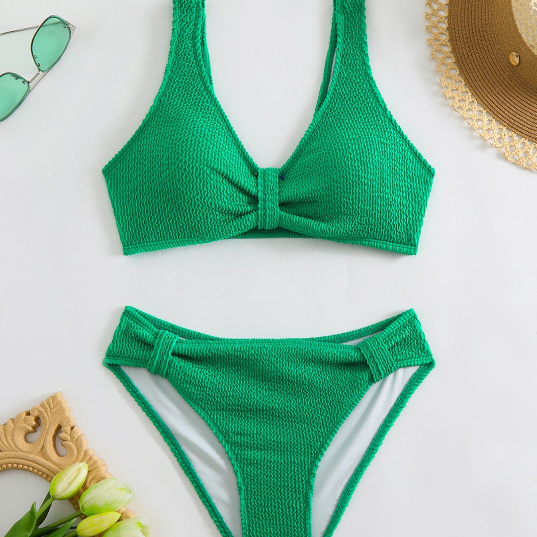 Damen Zweiteiliger Bikini mit verspieltem Wellenmuster