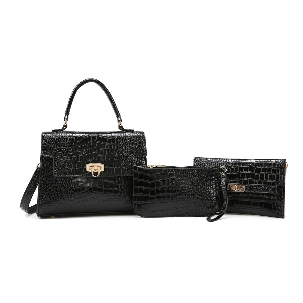 Damen Handtaschen-Set mit eleganter Krokodil-Prägung Nord Taschen