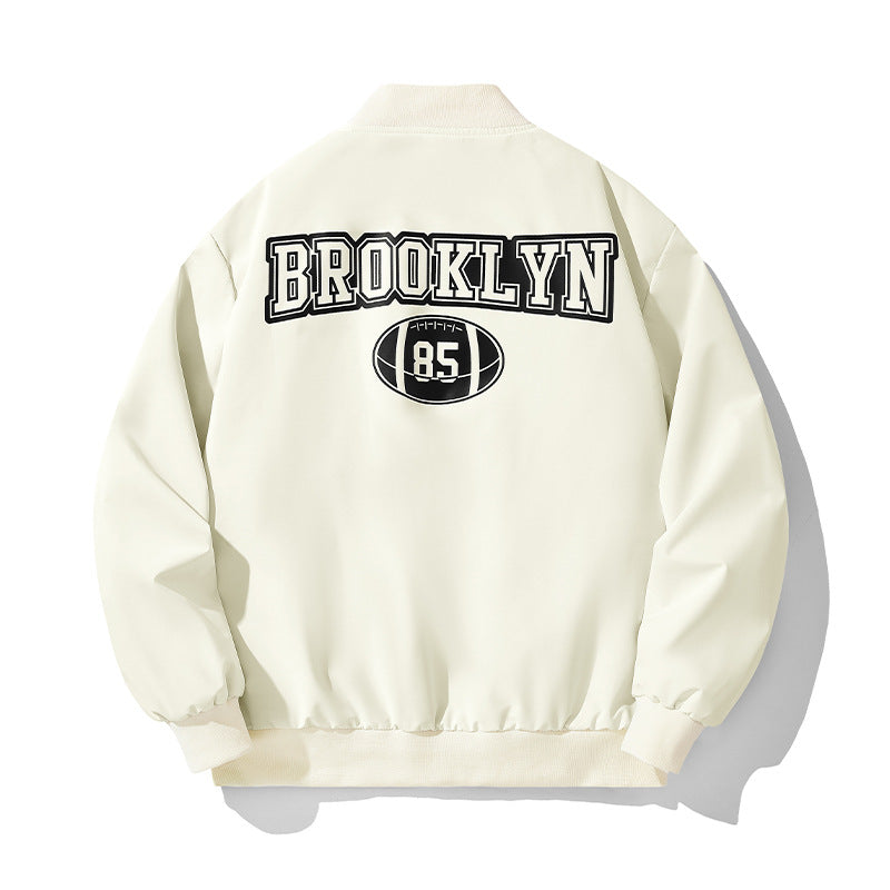 Herren Bomberjacke im College-Stil mit Script-Frontprint und Rippbündchen Nord Taschen