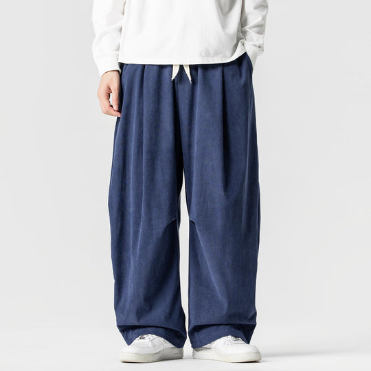 Herren Weit geschnittene Cordhose mit Bundfalten, Tunnelzug und lässiger Baggy‑Silhouette Nord Taschen