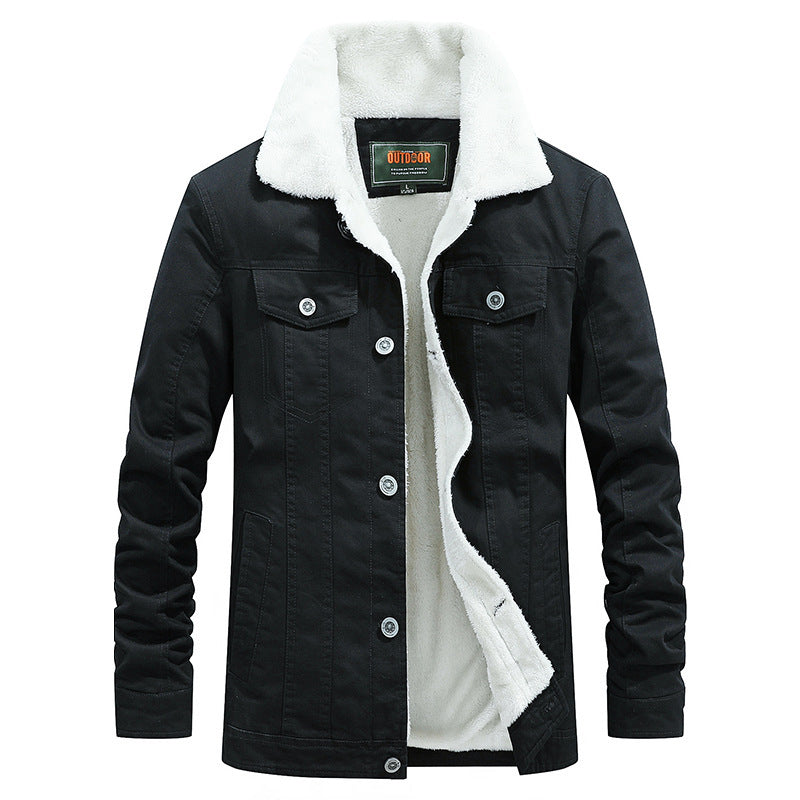 Herren Canvas-Truckerjacke mit wärmender Teddyfleece-Innenfütterung und klassischem Hemdkragen Nord Taschen