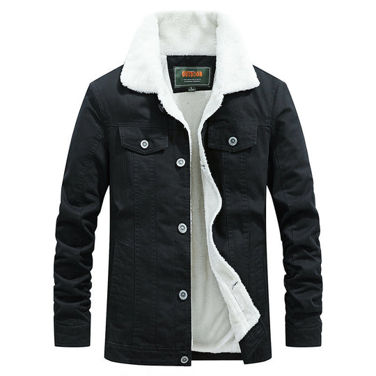 Herren Canvas-Truckerjacke mit wärmender Teddyfleece-Innenfütterung und klassischem Hemdkragen Nord Taschen