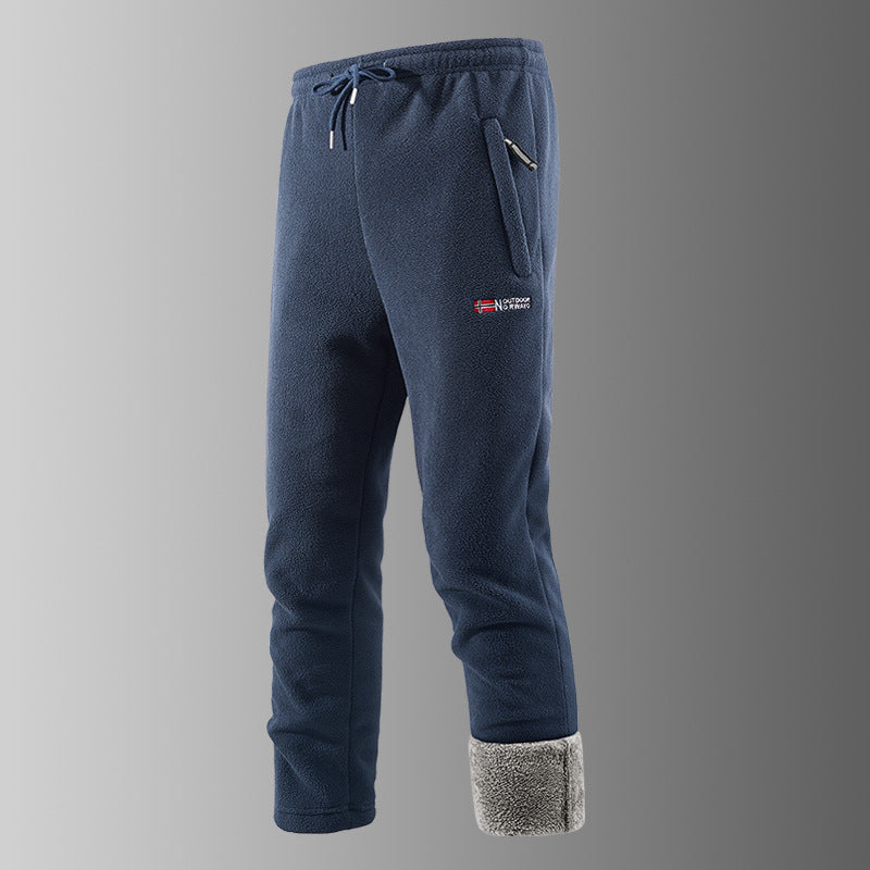 Herren Thermo-Fleece-Jogginghose mit Sherpa‑Bündchen, Kordelzug & Reißverschlusstaschen Nord Taschen