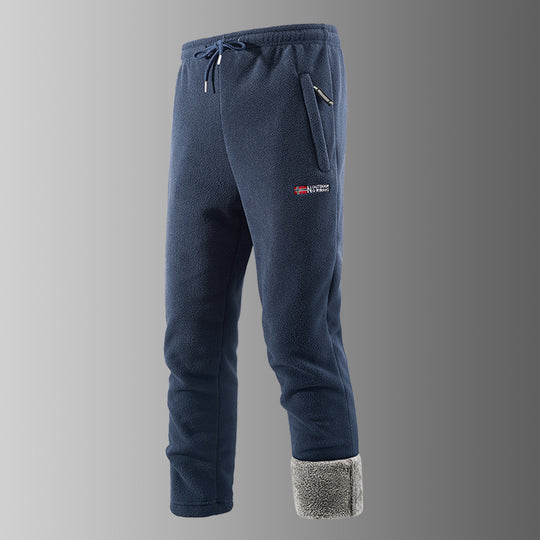 Herren Thermo-Fleece-Jogginghose mit Sherpa‑Bündchen, Kordelzug & Reißverschlusstaschen Nord Taschen