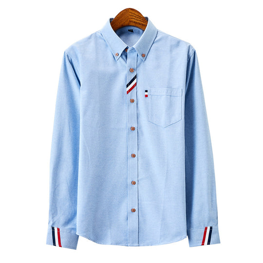 Herren modernes Oxford-Hemd mit Button-Down-Kragen, Brusttasche und dezenter Streifenverzierung Nord Taschen