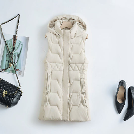 Damen nan Thermo-Steppweste mit Kapuze, Kordelzug und verdecktem Reißverschluss Nord Taschen