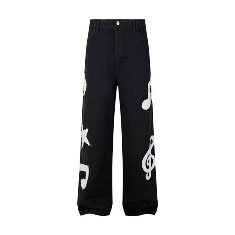 Damen Jeans mit hohem Bund, weitem Beinverlauf, Stick- und Destroy-Details Nord Taschen