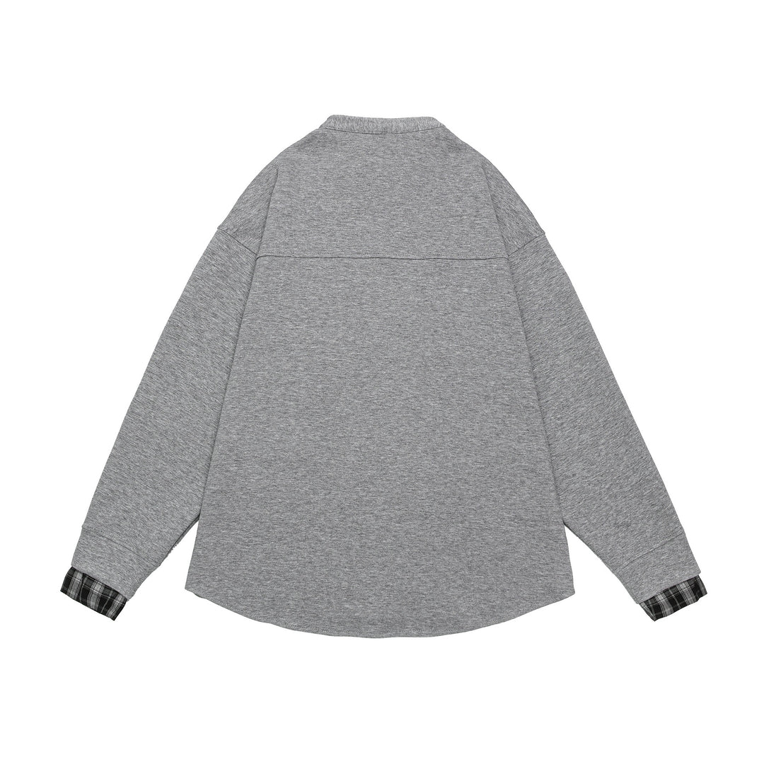 Unisex Oversize-Sweatjacke im Hemdjacken-Look mit Stehkragen Nord Taschen
