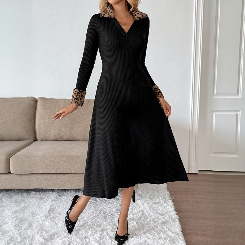Damen Elegantes Maxikleid mit Leoparden-Akzenten Nord Taschen
