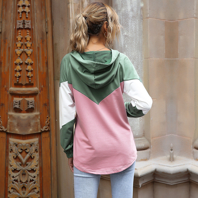 Damen Oversize Kapuzenpullover mit Raglanärmeln und abgerundetem Saum Nord Taschen
