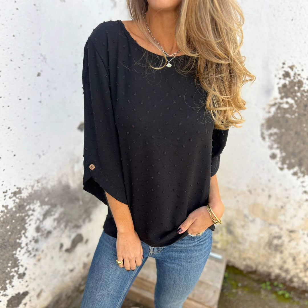 Damen Bluse mit Strukturpunktmuster und dreiviertel Ärmel Nord Taschen