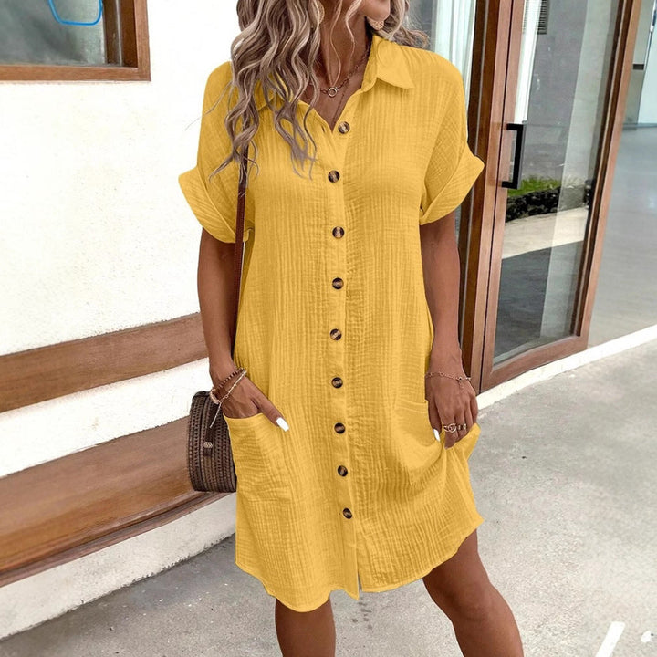 Damen Hemdkleid mit Knopfleiste und praktischen Taschen