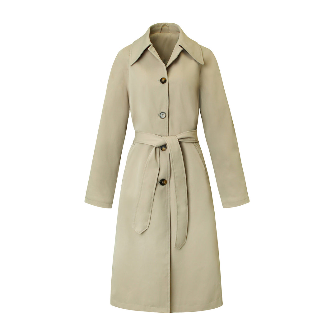 Damen klassischer Trenchcoat mit Taillengürtel und weitem Reverskragen Nord Taschen
