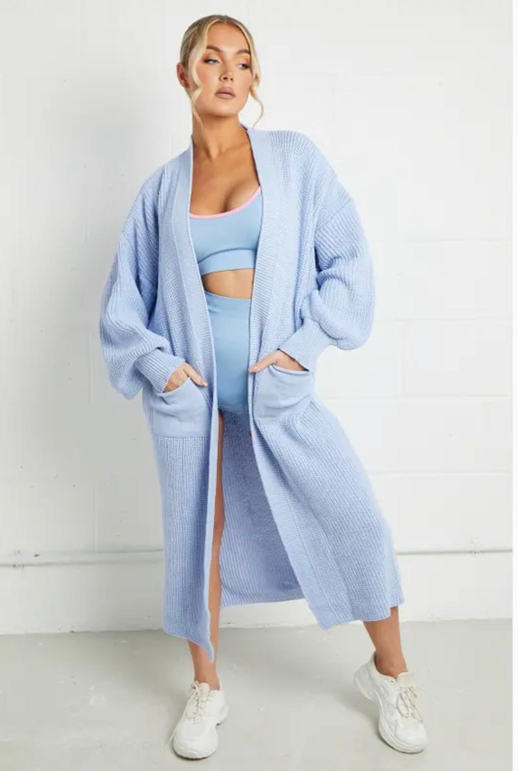 Damen Langer Strickmantel mit großzügigen Taschen
