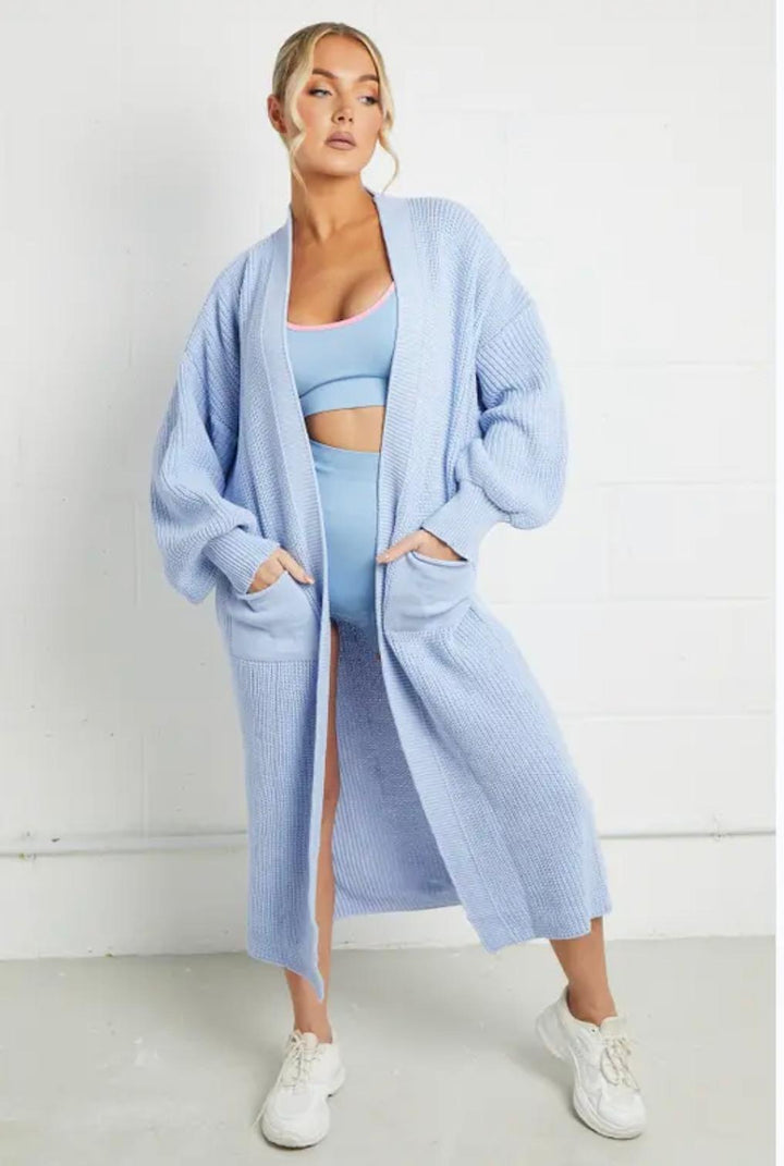 Damen Langer Strickmantel mit großzügigen Taschen