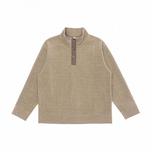 Unisex Boxy-Strickpullover mit halber Knopfleiste und Stehkragen Nord Taschen