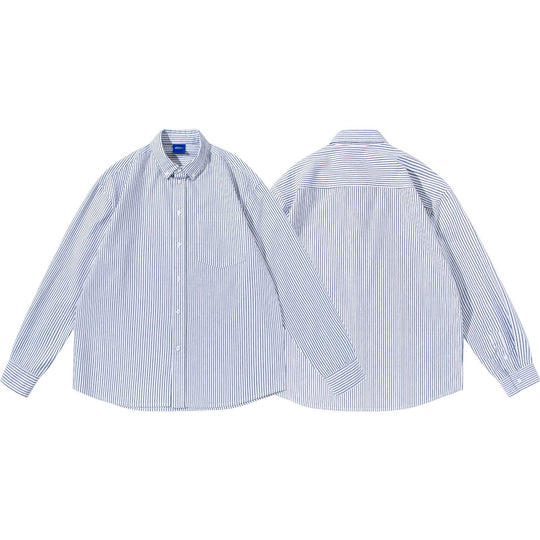 Damen Gestreiftes Oversize-Hemd im Oxford-Style mit Button-Down-Kragen und Brusttasche Nord Taschen