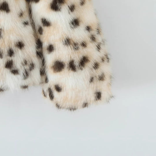 Damen langer Kunstfellmantel im Leopardenmuster mit Oversize-Schnitt Nord Taschen