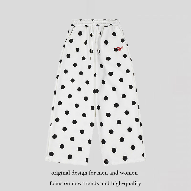 Damen Weite Culotte-Sweathose mit elastischem Komfortbund und Polka-Dot-Print Nord Taschen