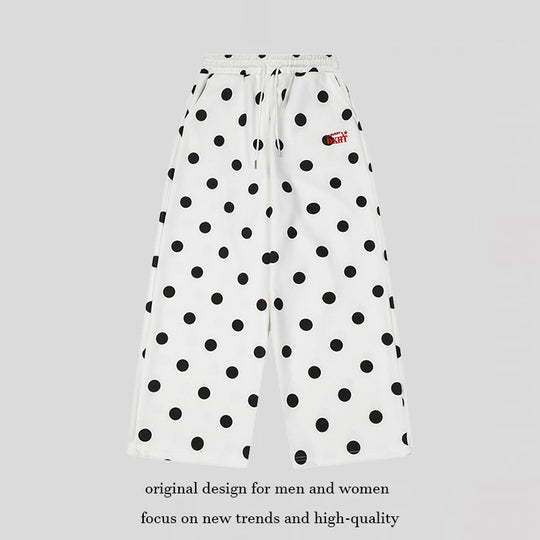 Damen Weite Culotte-Sweathose mit elastischem Komfortbund und Polka-Dot-Print Nord Taschen