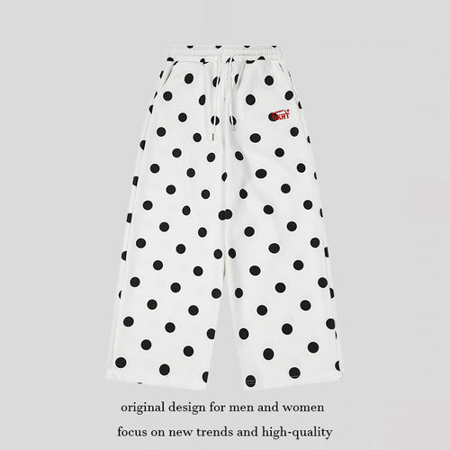 Damen Weite Culotte-Sweathose mit elastischem Komfortbund und Polka-Dot-Print Nord Taschen