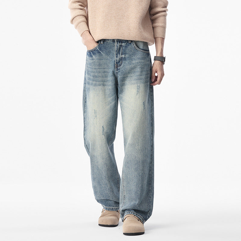Herren Relaxed-Denimhose mit extra weitem Bein, Steinwasch-Effekt und dezenten Used-Details Nord Taschen