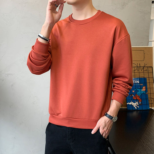 Herren Minimalistisches Rundhalsausschnitt-Sweatshirt aus Baumwollmix mit gerippten Bündchen Nord Taschen
