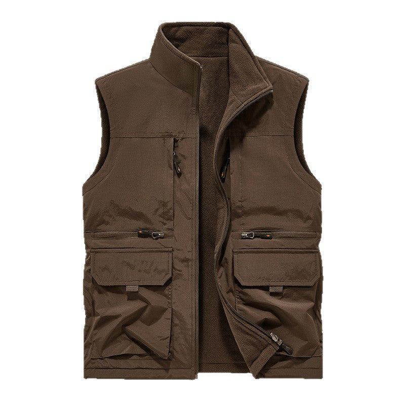 Herren Gefütterte Utility‑Weste mit wärmendem Fleece‑Innenfutter, winddicht & Multifach‑Taschen Nord Taschen
