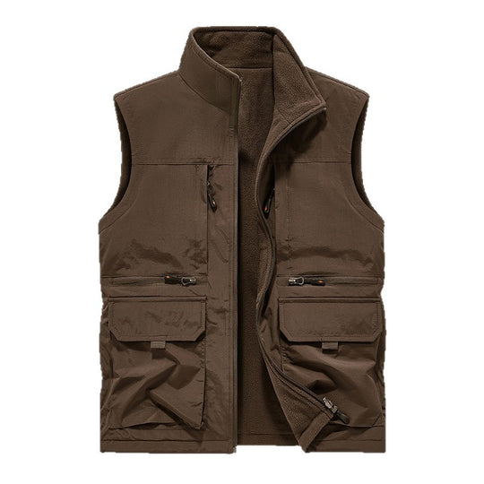 Herren Gefütterte Utility‑Weste mit wärmendem Fleece‑Innenfutter, winddicht & Multifach‑Taschen Nord Taschen