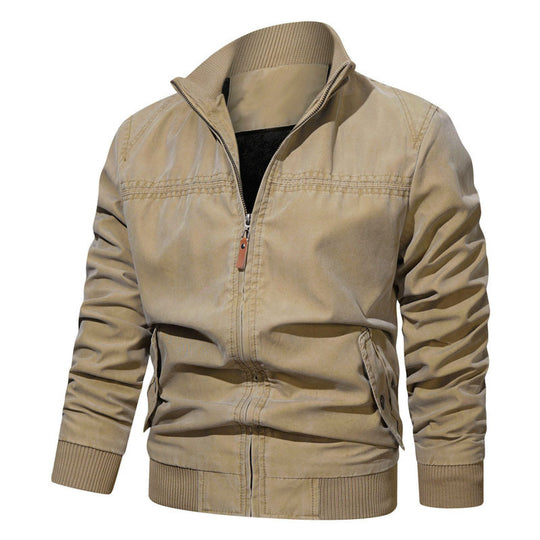 Herren leichtes Vintage-Canvas-Blouson mit Stehkragen und Rippbündchen Nord Taschen