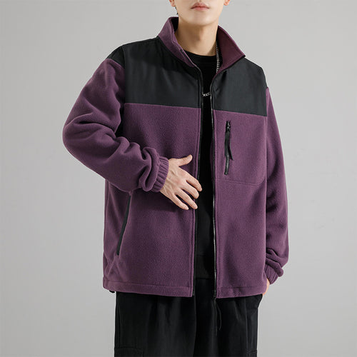 Herren Fleecejacke mit verstärktem Schulterpaneel, Stehkragen und Brustreißverschluss Nord Taschen