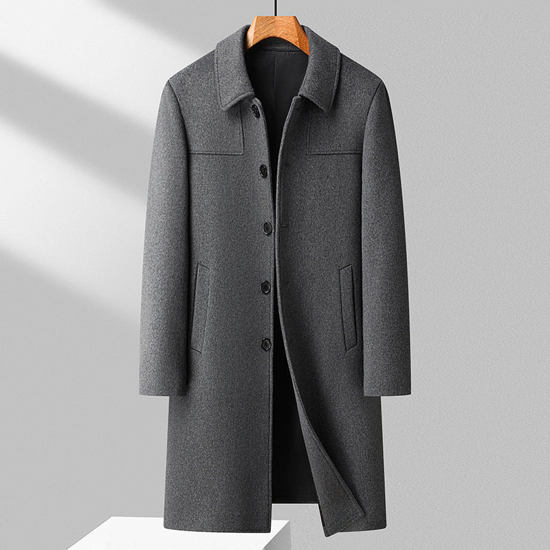Herren Eleganter Langmantel aus Wollmix mit klassischem Kragen Nord Taschen