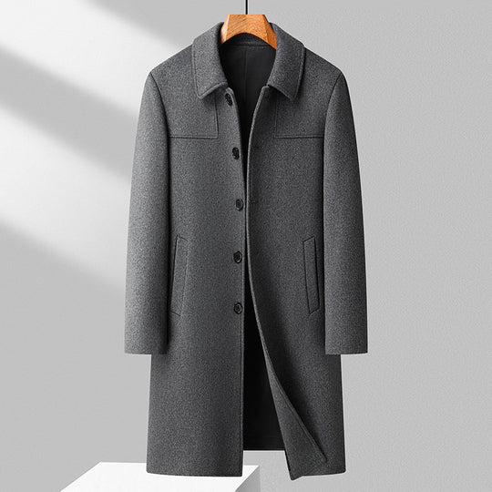 Herren Eleganter Langmantel aus Wollmix mit klassischem Kragen Nord Taschen
