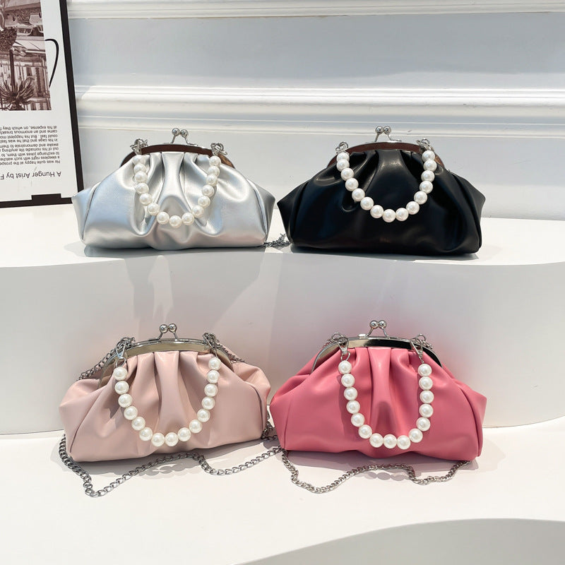 Damen elegante Clutch mit Perlenschnur und Kettenakzent Nord Taschen