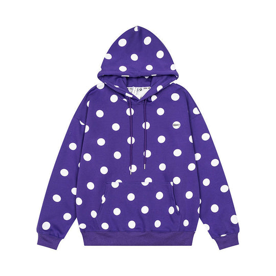 Damen Oversize-Kapuzenpullover mit Polka-Dot-Allover und Kängurutasche Nord Taschen