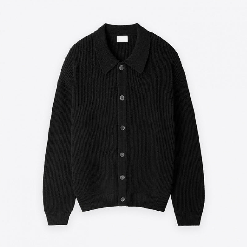 Unisex Grobgerippte Strickjacke mit Hemdkragen und durchgehender Knopfleiste Nord Taschen