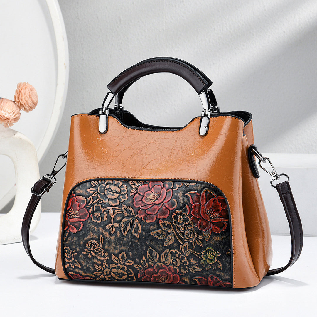 Damen elegante Handtasche mit floralem Relief Nord Taschen