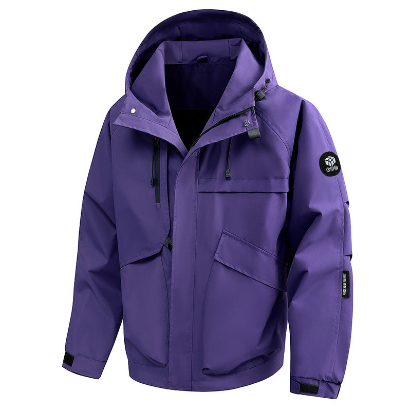 Herren Wasserabweisende Utility-Outdoorjacke mit Kapuze, Mehrfachtaschen & verstellbaren Manschetten Nord Taschen