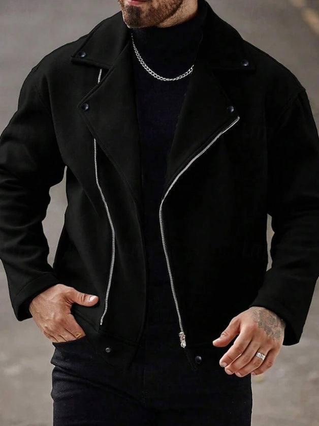 Herren Modische Winterjacke mit hohem Kragen und asymmetrischem Reißverschluss Nord Taschen
