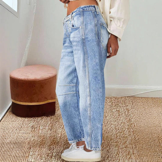 Damen Weite Jeans im lässigen Vintage-Stil mit hochwertigen Details - Arvani