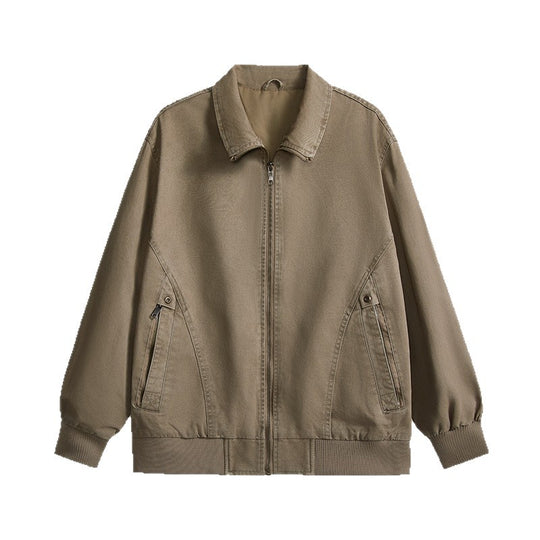 Herren leichte Baumwoll-Twill Übergangsjacke mit Reißverschluss und Ballonärmeln Nord Taschen