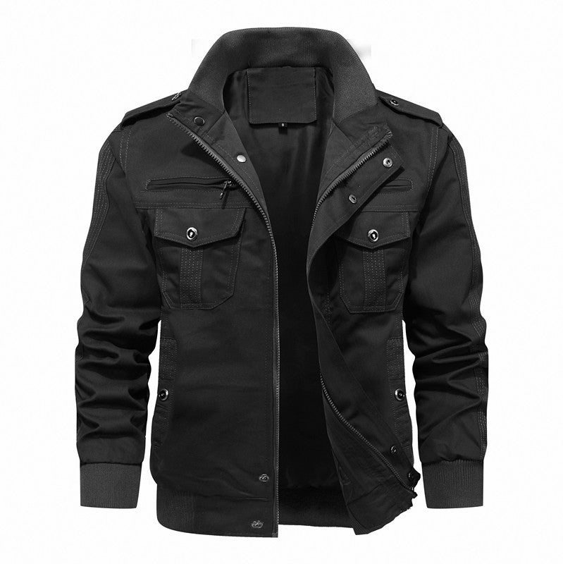 Herren Canvas-Fieldjacke mit Mehrfachtaschen, Stehkragen und Rippbündchen Nord Taschen